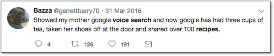 User Comment regarding google voice search EvansHardy=Young