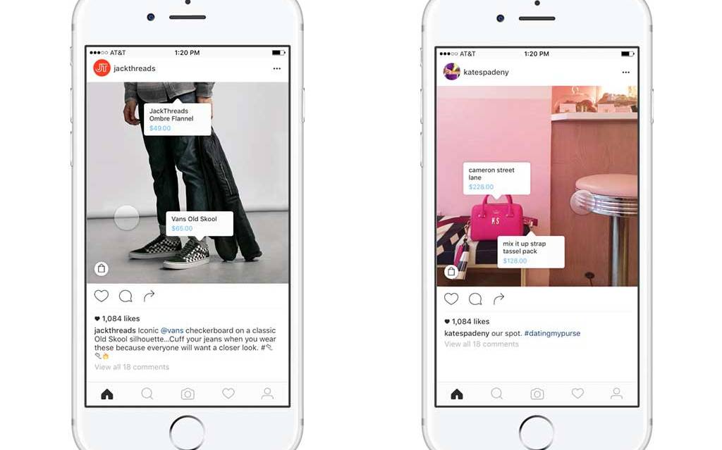 picture of iphone displaying examples of shoppable instagram social media accounts