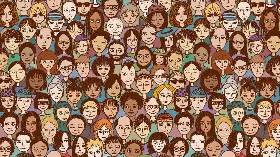 Crowd of colorful faces for Social Targeting and Segmentation EvansHardy+Young